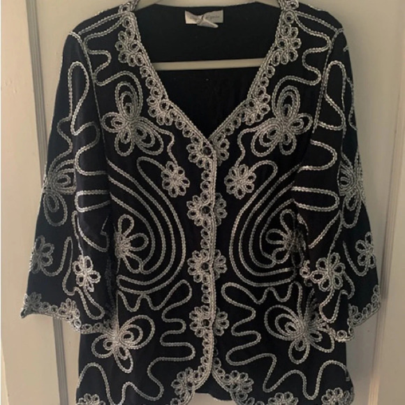 Once Again Black Embroidered Jacket - Picture 1 of 9